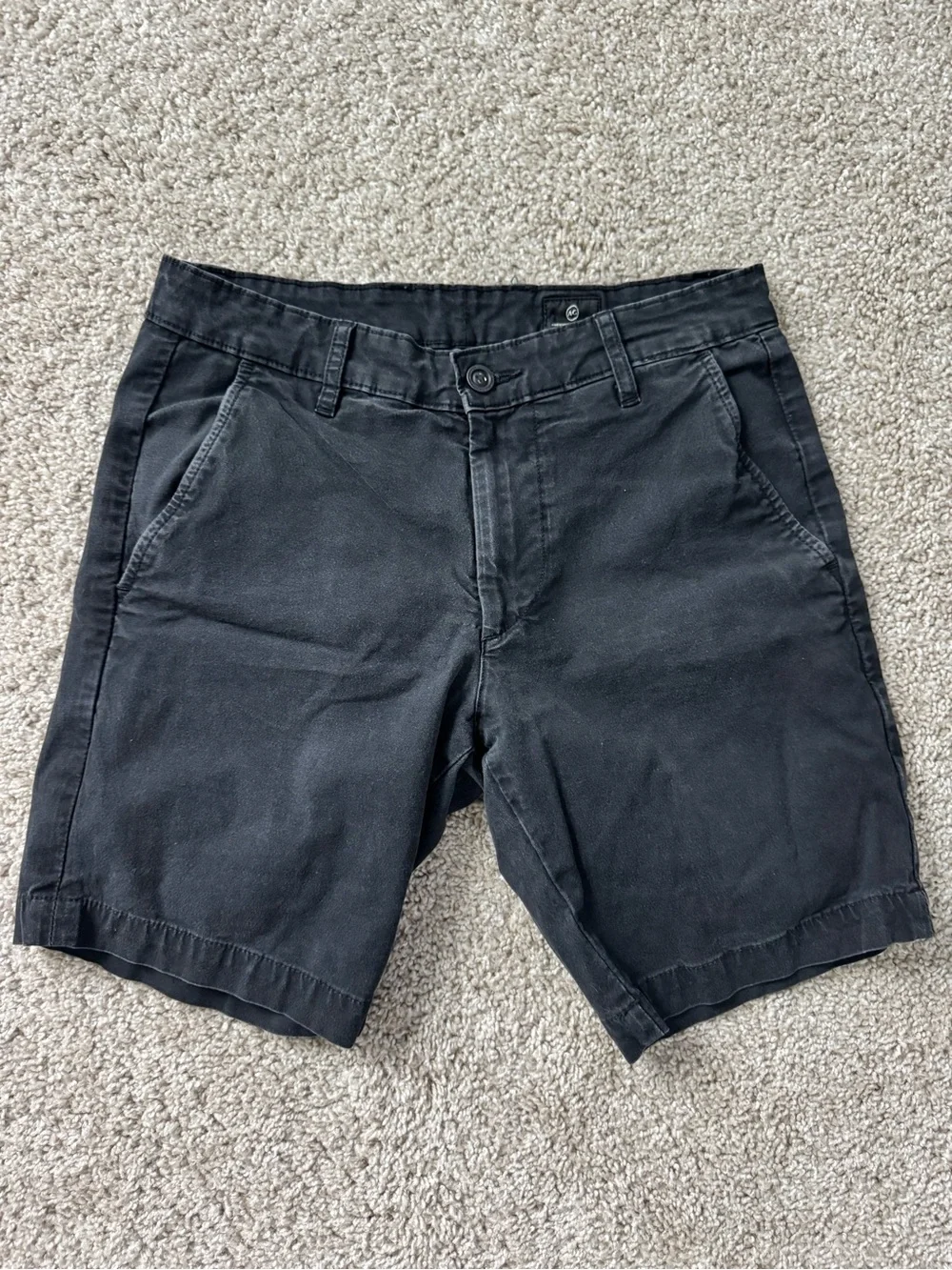 AG Adriano Goldschmied Black Flat Front Chino Shorts
